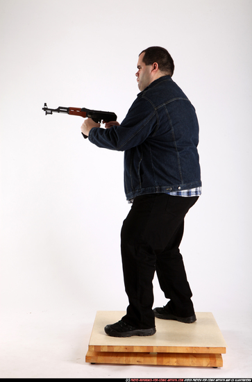 Man Adult Chubby White Fighting with gun Standing poses Casual