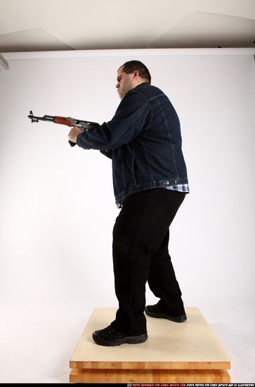 Man Adult Chubby White Fighting with gun Standing poses Casual