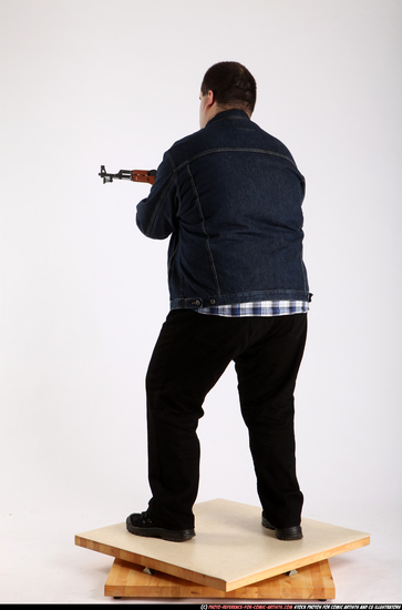 Man Adult Chubby White Fighting with gun Standing poses Casual