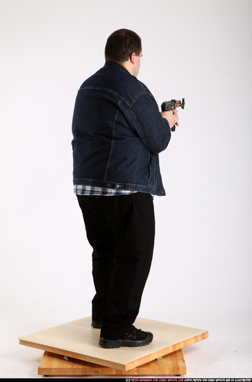 Man Adult Chubby White Fighting with gun Standing poses Casual