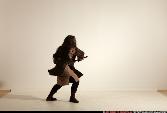 Man Adult Average White Fighting with sword Moving poses Army