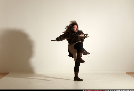 Man Adult Average White Fighting with sword Moving poses Army