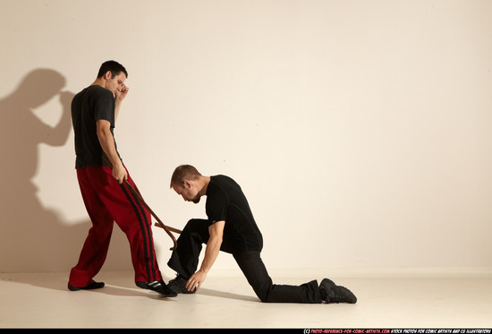 Adult Athletic White Martial art Moving poses Sportswear Men