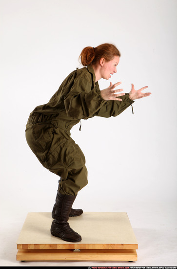 Woman Adult Athletic White Fist fight Standing poses Army