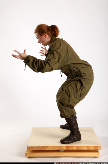 Woman Adult Athletic White Fist fight Standing poses Army