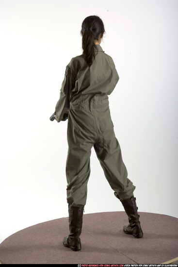 Woman Adult Athletic White Fighting with gun Standing poses Army