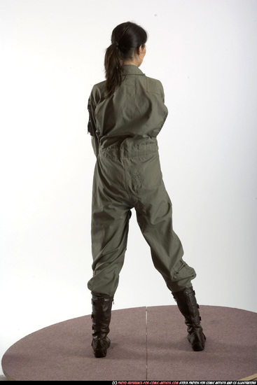 Woman Adult Athletic White Fighting with gun Standing poses Army