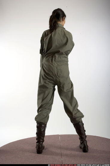 Woman Adult Athletic White Fighting with gun Standing poses Army