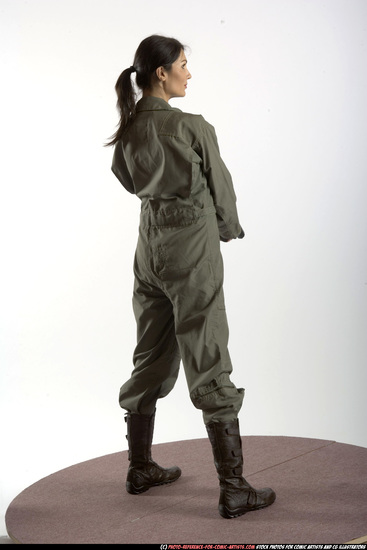 Woman Adult Athletic White Fighting with gun Standing poses Army