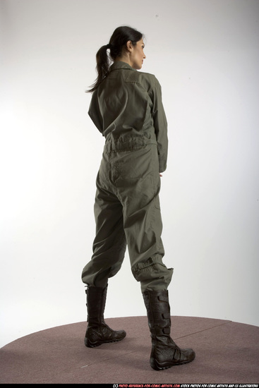 Woman Adult Athletic White Fighting with gun Standing poses Army