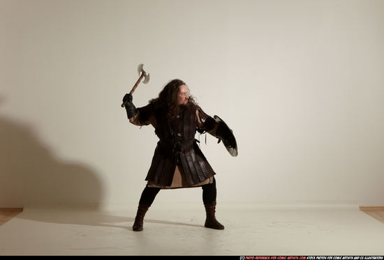 Man Adult Chubby White Fighting with sword Moving poses Army