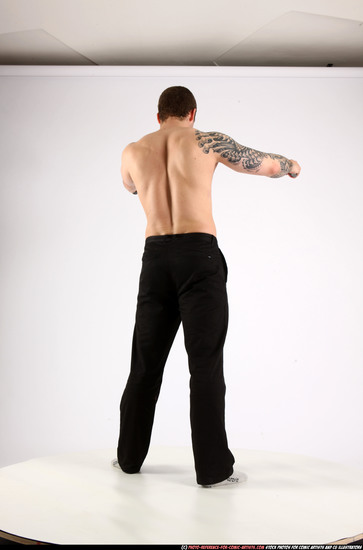 Man Adult Athletic White Fighting with gun Standing poses Pants