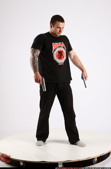 Man Adult Athletic White Fighting with gun Standing poses Casual