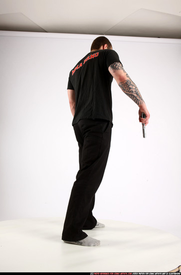 Man Adult Athletic White Fighting with gun Standing poses Casual