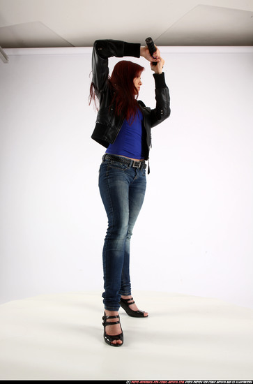 Woman Young Athletic White Fighting with sword Standing poses Casual