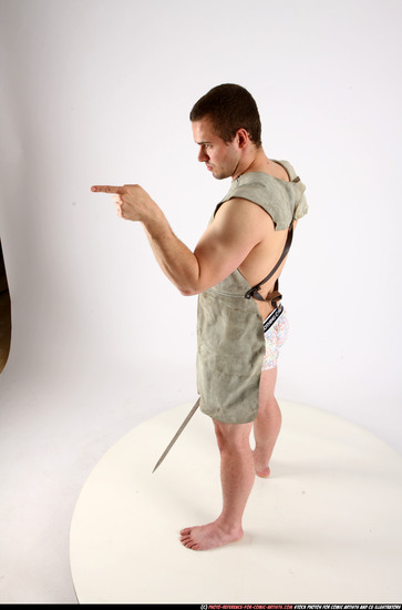 Man Adult Athletic White Fighting with sword Standing poses Army