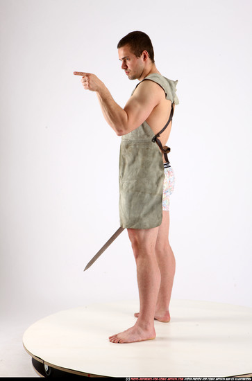 Man Adult Athletic White Fighting with sword Standing poses Army