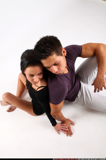 Man & Woman Adult Athletic White Holding Sitting poses Casual