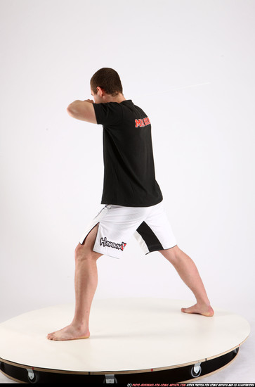 Man Adult Athletic White Fighting with sword Standing poses Sportswear