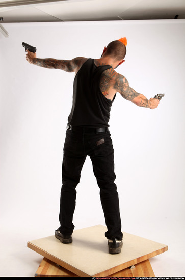 Man Adult Athletic White Fighting with gun Standing poses Casual