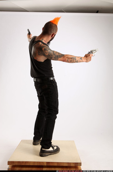 Man Adult Athletic White Fighting with gun Standing poses Casual