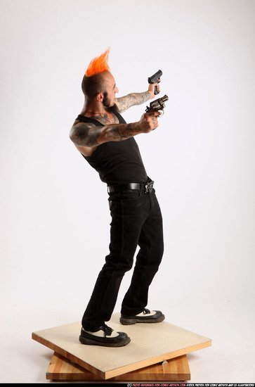 Man Adult Athletic White Fighting with gun Standing poses Casual