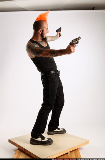 Man Adult Athletic White Fighting with gun Standing poses Casual