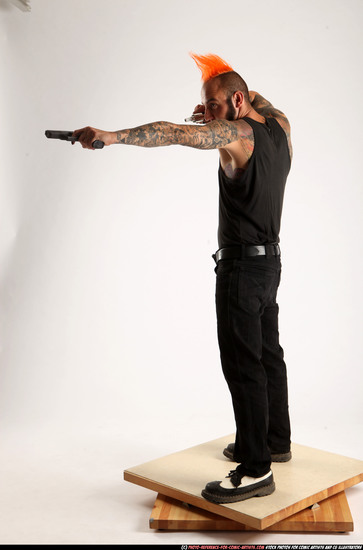 Man Adult Athletic White Fighting with gun Standing poses Casual