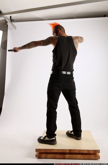 Man Adult Athletic White Fighting with gun Standing poses Casual