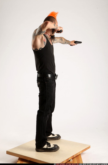 Man Adult Athletic White Fighting with gun Standing poses Casual