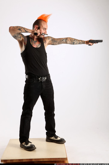 Man Adult Athletic White Fighting with gun Standing poses Casual