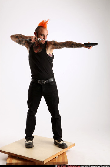 Man Adult Athletic White Fighting with gun Standing poses Casual