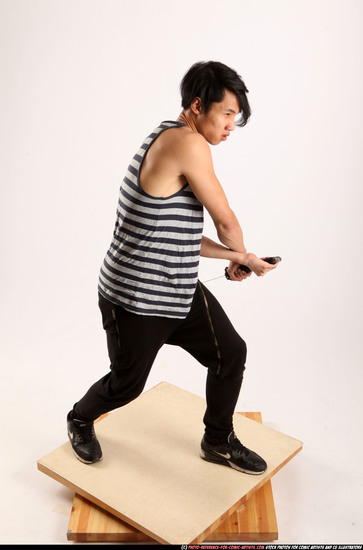 Man Young Athletic Fighting with sword Standing poses Casual Asian