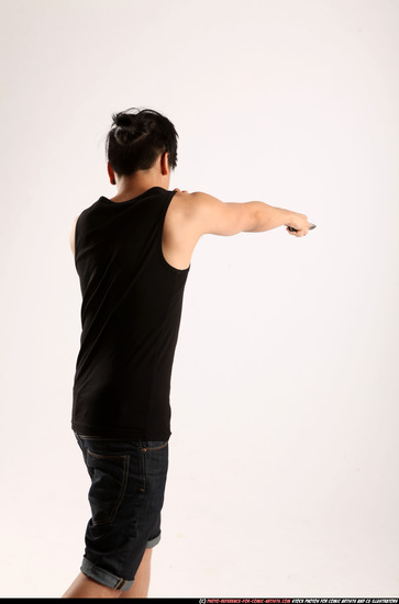 Man Young Athletic Fighting with knife Standing poses Casual Asian