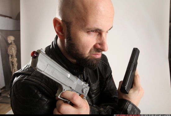 Man Adult Athletic White Fighting with gun Standing poses Casual