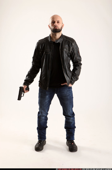 Man Adult Athletic White Fighting with gun Standing poses Casual