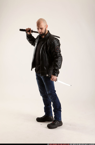 Man Adult Athletic White Fighting with sword Standing poses Casual