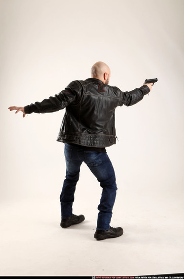 Man Adult Athletic White Fighting with gun Moving poses Casual