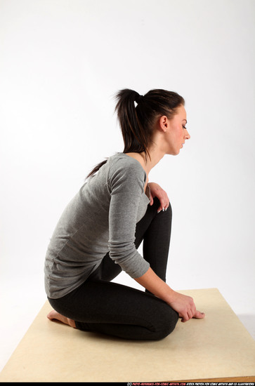 Woman Young Athletic White Neutral Kneeling poses Casual