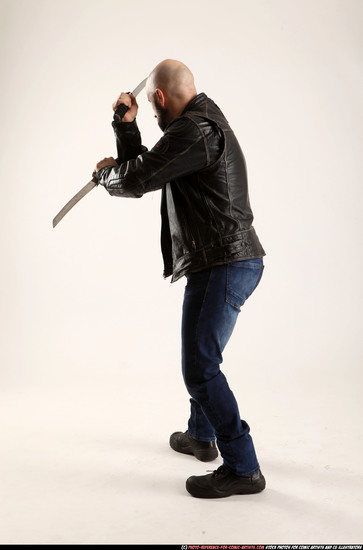 Man Adult Athletic White Fighting with sword Standing poses Casual