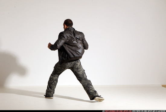 Man Adult Athletic White Fist fight Moving poses Jacket