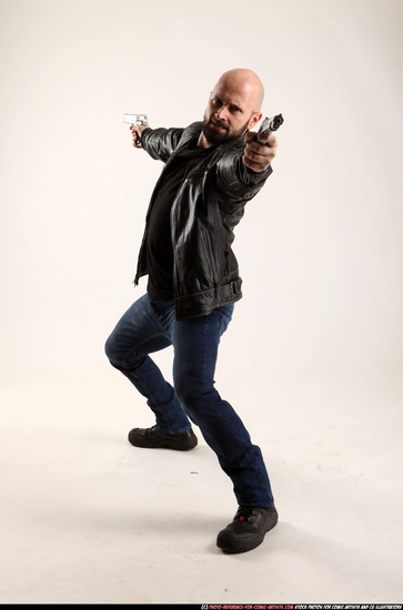 Man Adult Athletic White Fighting with gun Standing poses Casual