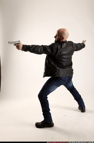 Man Adult Athletic White Fighting with gun Standing poses Casual