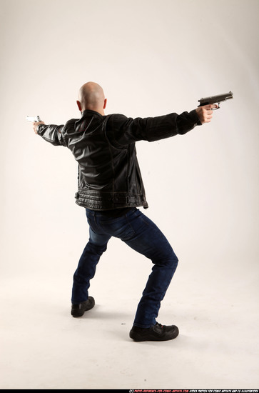 Man Adult Athletic White Fighting with gun Standing poses Casual