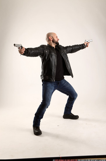 Man Adult Athletic White Fighting with gun Standing poses Casual