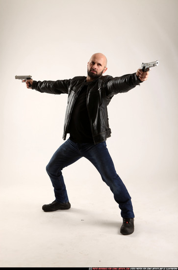 Man Adult Athletic White Fighting with gun Standing poses Casual