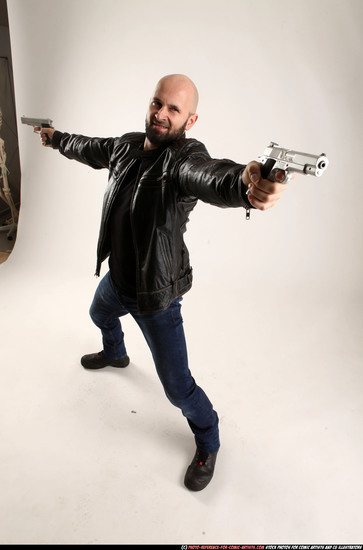 Man Adult Athletic White Fighting with gun Standing poses Casual