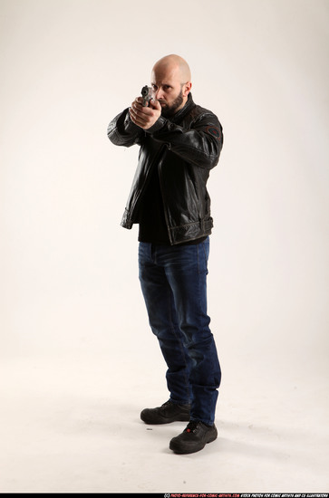 Man Adult Athletic White Fighting with gun Standing poses Casual