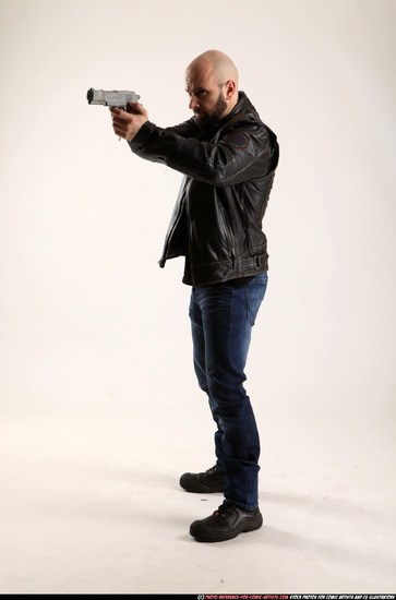 Man Adult Athletic White Fighting with gun Standing poses Casual