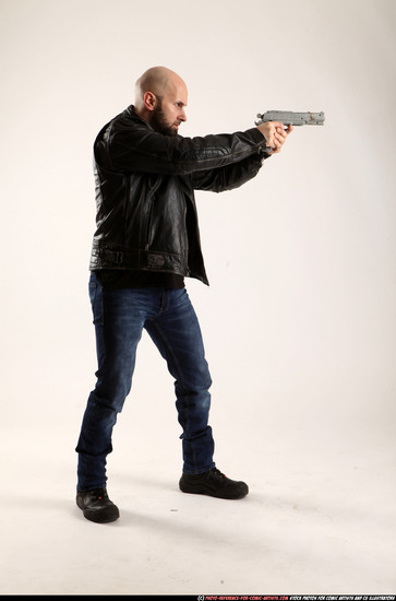 Man Adult Athletic White Fighting with gun Standing poses Casual